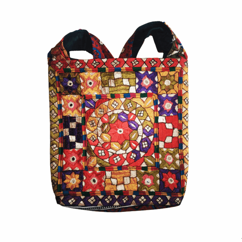 Hand Embroidered Boho Square-Shaped Shoulder Bag - Beechikki - Image 3