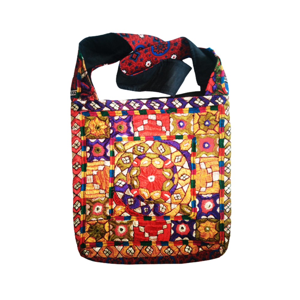 Hand Embroidered Boho Square-Shaped Shoulder Bag - Beechikki - Image 5