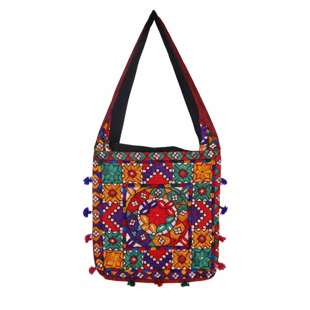 Hand Embroidered Boho Square-Shaped Shoulder Bag - Beechikki - Image 16