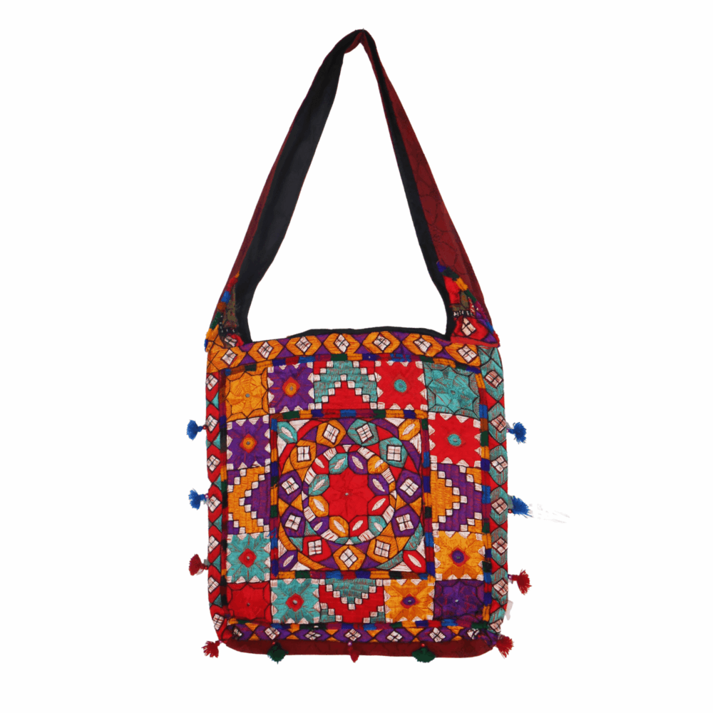 Hand Embroidered Boho Square-Shaped Shoulder Bag - Beechikki - Image 7