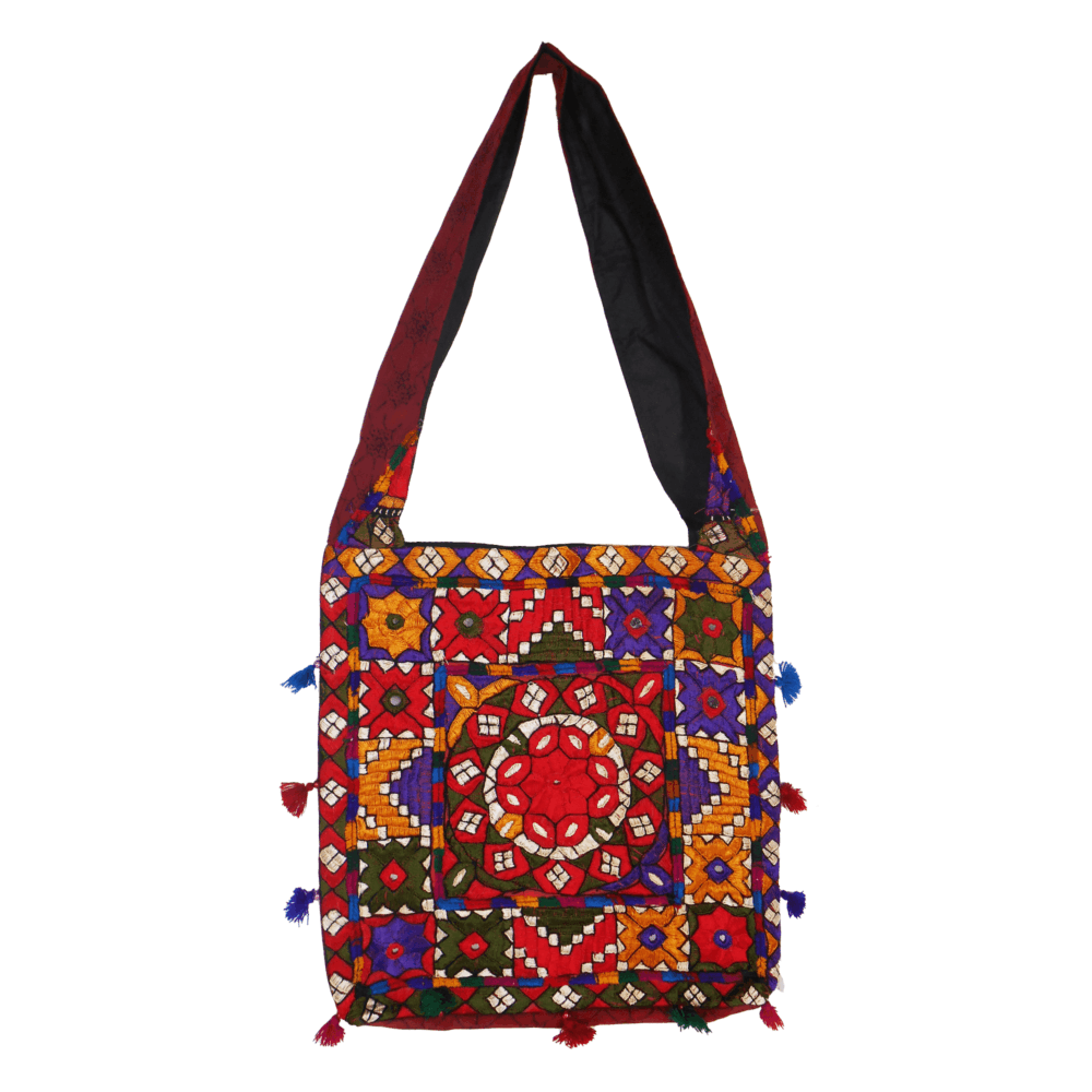 Hand Embroidered Boho Square-Shaped Shoulder Bag - Beechikki - Image 9