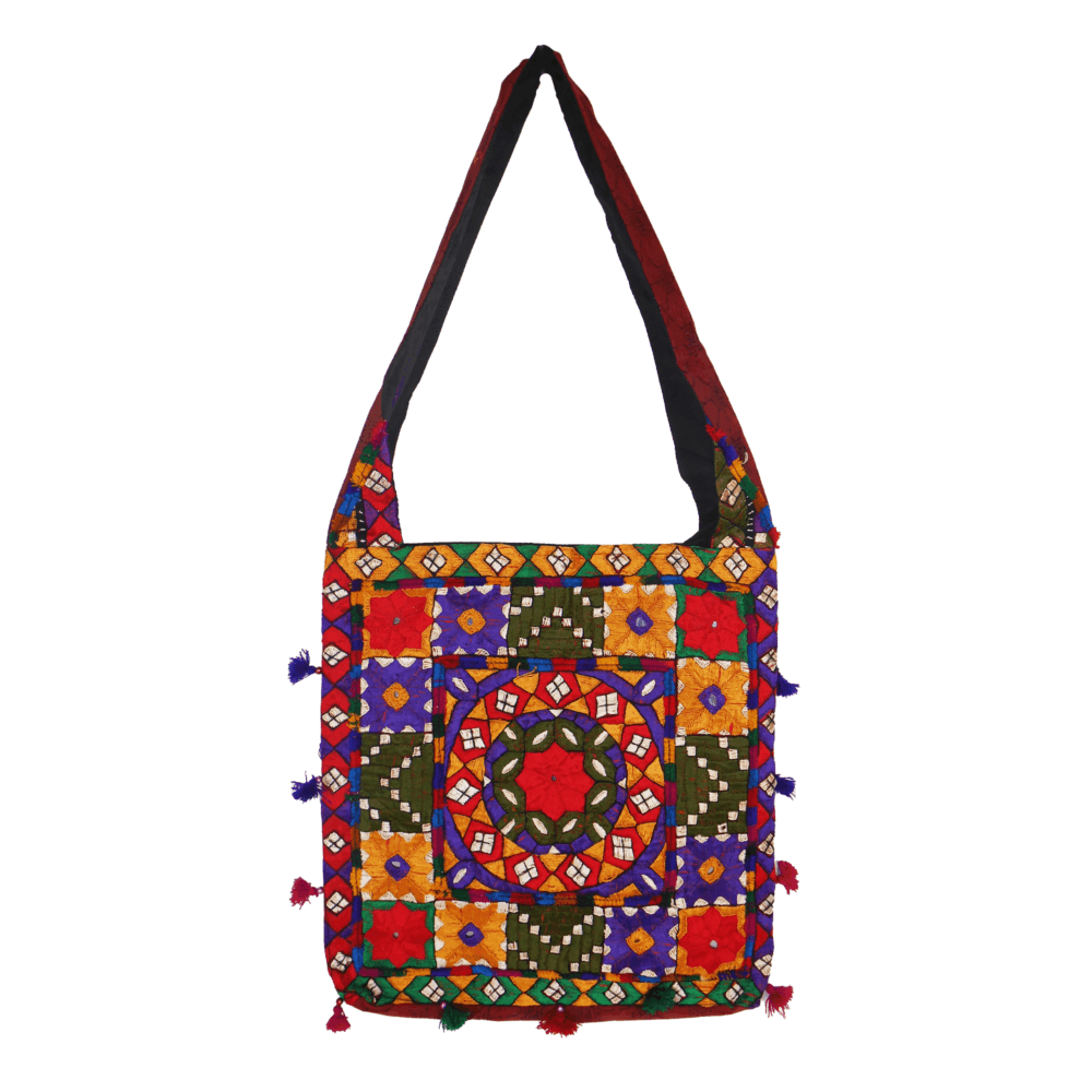 Hand Embroidered Boho Square-Shaped Shoulder Bag - Beechikki - Image 13