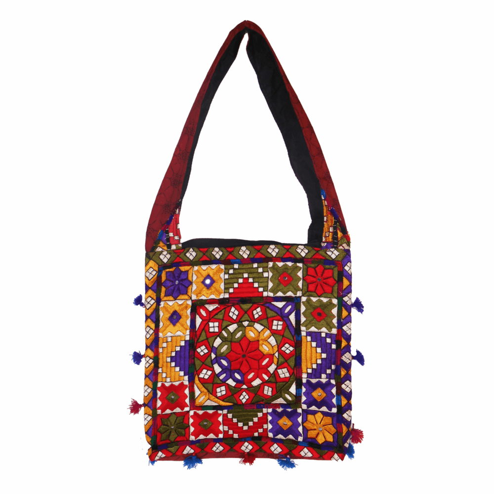 Hand Embroidered Boho Square-Shaped Shoulder Bag - Beechikki - Image 15
