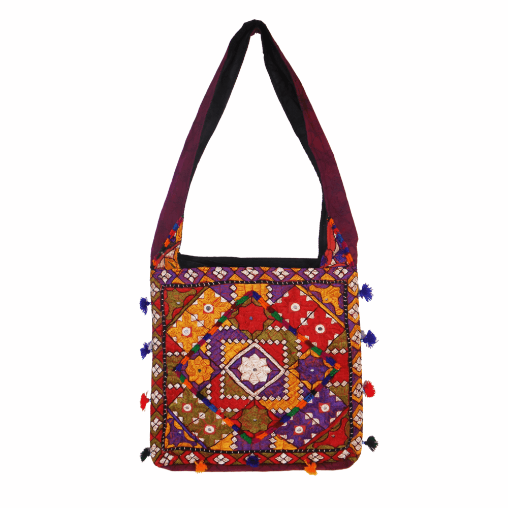 Hand Embroidered Boho Square-Shaped Shoulder Bag - Beechikki - Image 11
