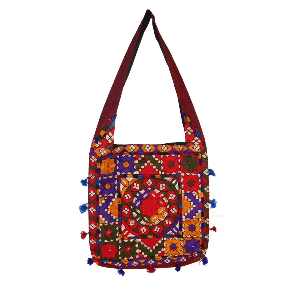 Hand Embroidered Boho Square-Shaped Shoulder Bag - Beechikki - Image 14