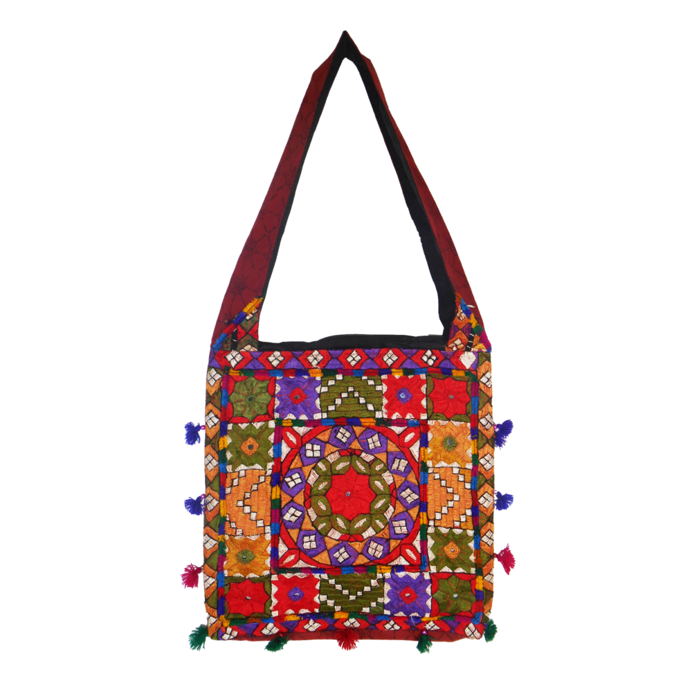 Hand Embroidered Boho Square-Shaped Shoulder Bag - Beechikki - Image 12