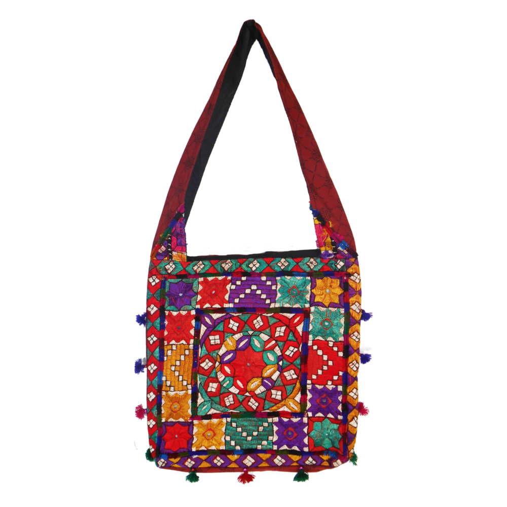 Hand Embroidered Boho Square-Shaped Shoulder Bag - Beechikki - Image 10