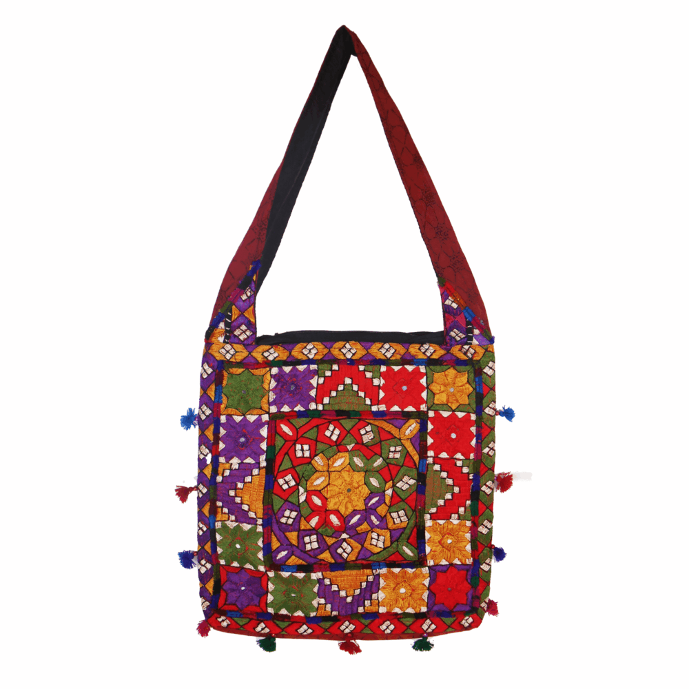 Hand Embroidered Boho Square-Shaped Shoulder Bag - Beechikki - Image 8