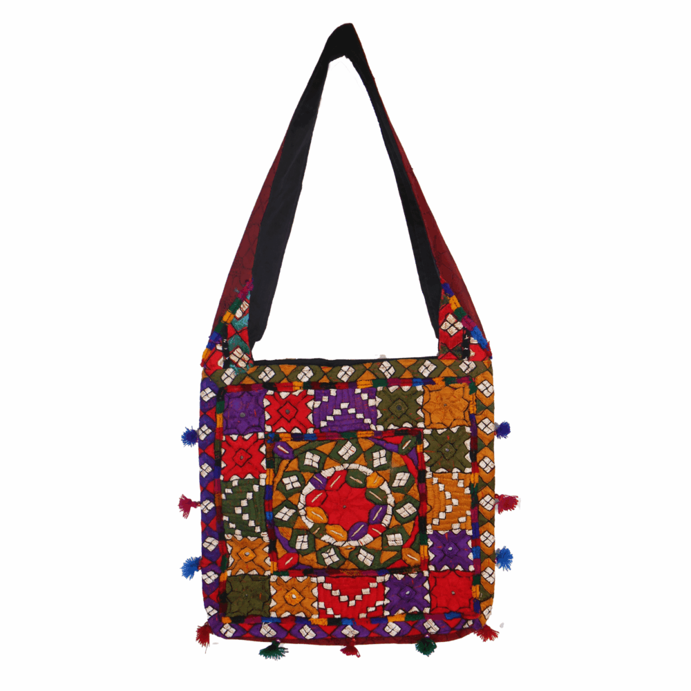 Hand Embroidered Boho Square-Shaped Shoulder Bag - Beechikki - Image 6