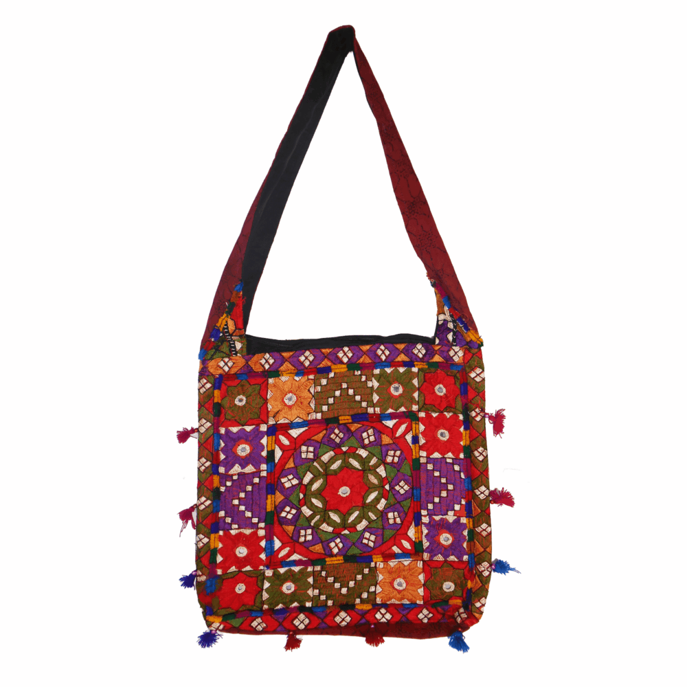 Hand Embroidered Boho Square-Shaped Shoulder Bag - Beechikki - Image 4