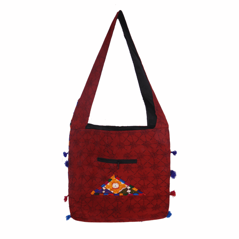 Hand Embroidered Boho Square-Shaped Shoulder Bag - Beechikki - Image 3