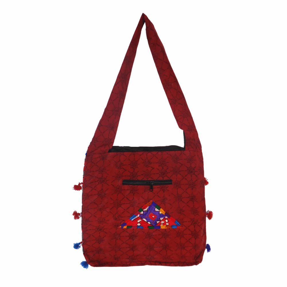 Hand Embroidered Boho Square-Shaped Shoulder Bag - Beechikki - Image 2