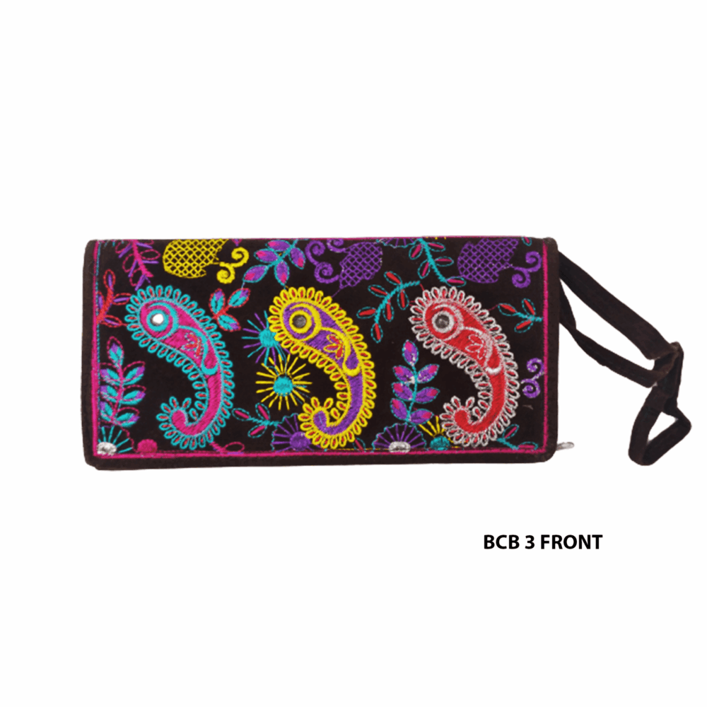 Handmade Embroidered Boho Wristlet Clutch - Beechikki - Image 7
