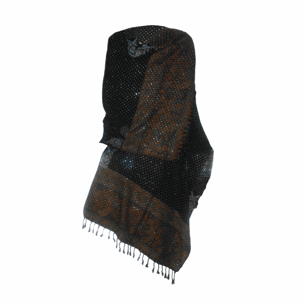 Embroidered Crystal Paisley Shawl (Mixed Fabric) - Beechikki - Image 3