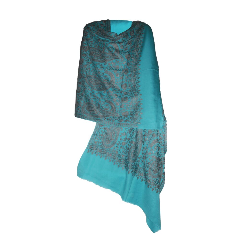 Embroidered Cotton Shawl With Tassels - Beechikki - Image 3