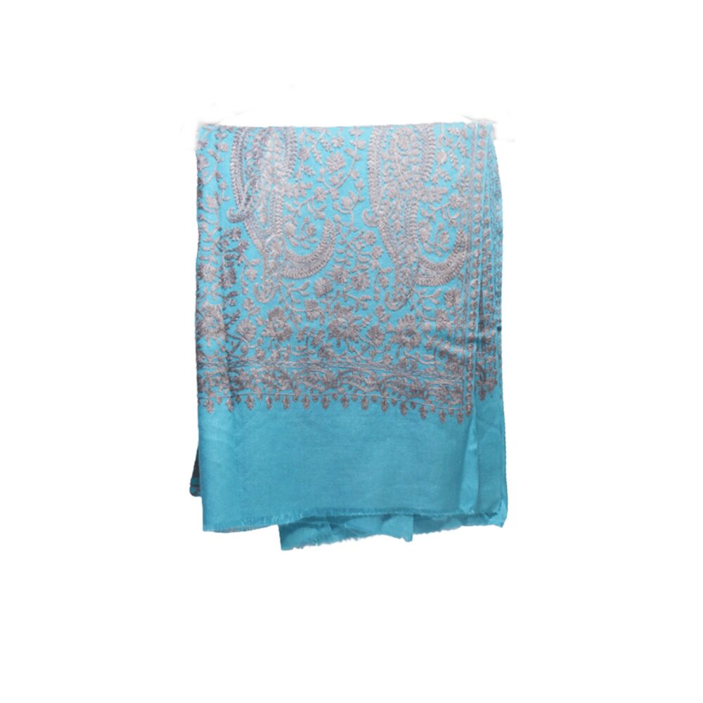 Embroidered Cotton Shawl With Tassels - Beechikki - Image 4