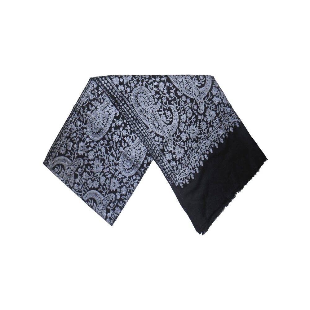 Embroidered Cotton Shawl With Tassels - Beechikki - Image 5