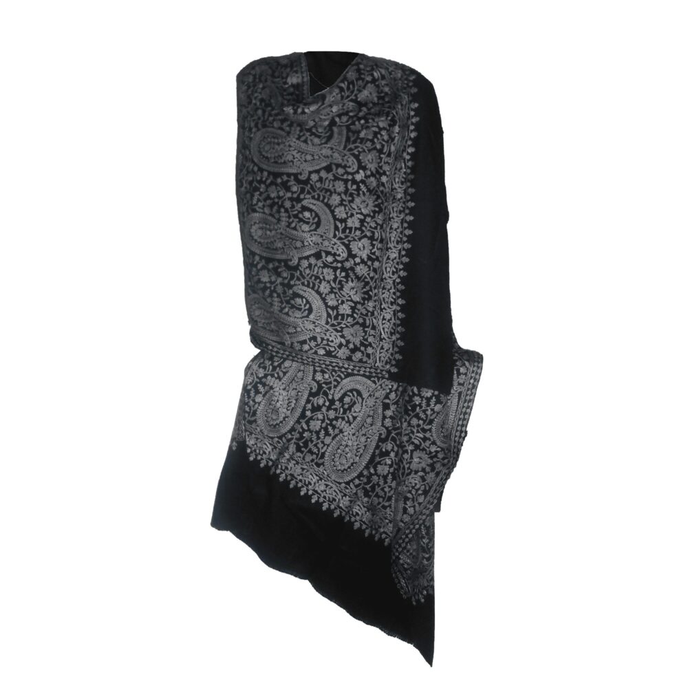 Embroidered Cotton Shawl With Tassels - Beechikki - Image 6