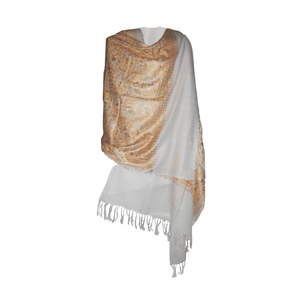 Woolen Jacquard Brocade Border Shawl - Beechikki - Image 6