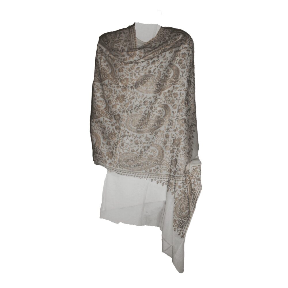 Embroidered Cotton Shawl With Tassels - Beechikki - Image 9