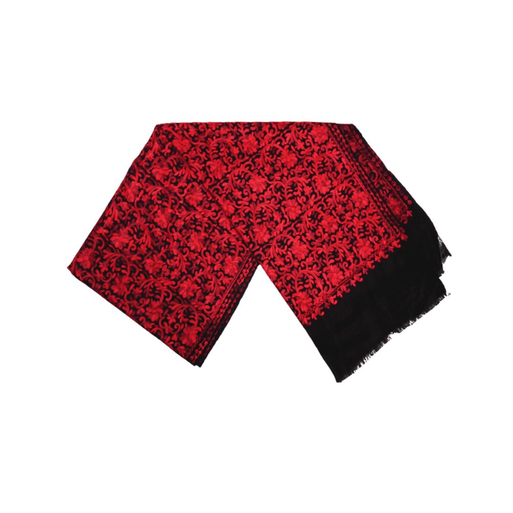 Embroidered Cotton Shawl With Tassels - Beechikki - Image 17