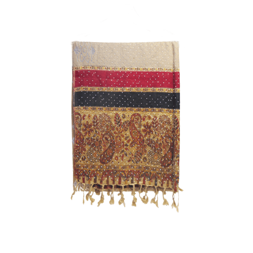 Embroidered Crystal Paisley Shawl (Mixed Fabric) - Beechikki - Image 10