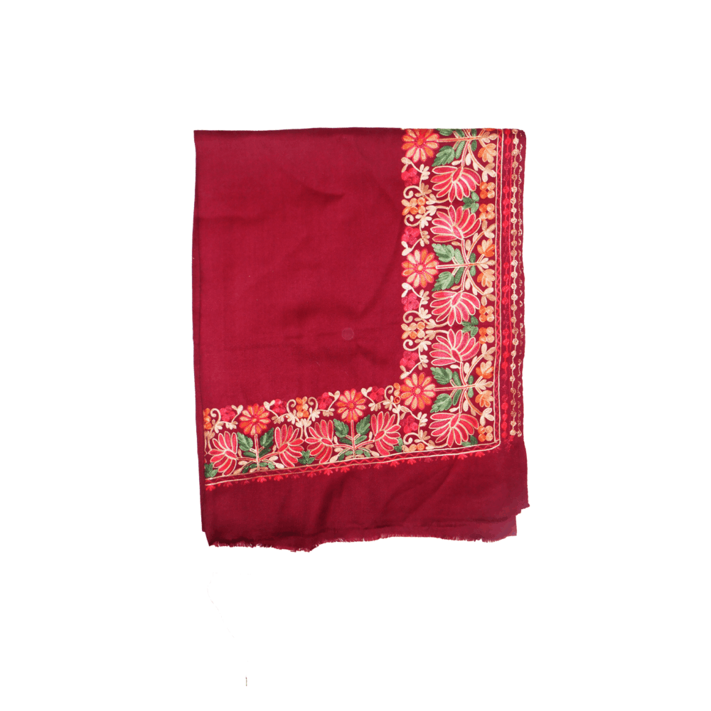 Embroidered Floral Border Cotton Shawl - Beechikki - Image 7