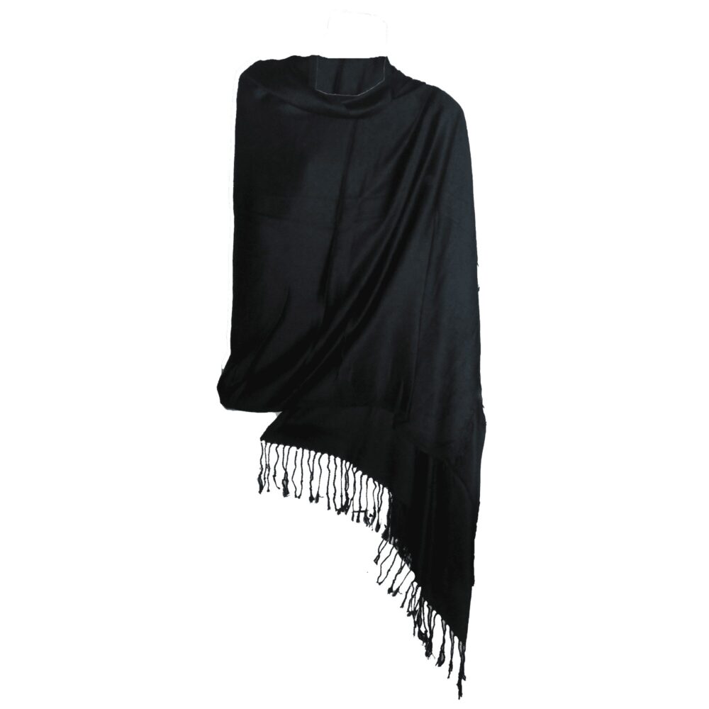 Plain Silk Wool Acrylic Blend Shawl - Beechikki - Image 3