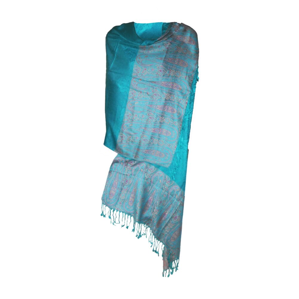 Reversible Paisley Shawl with Tassels - Beechikki - Image 3