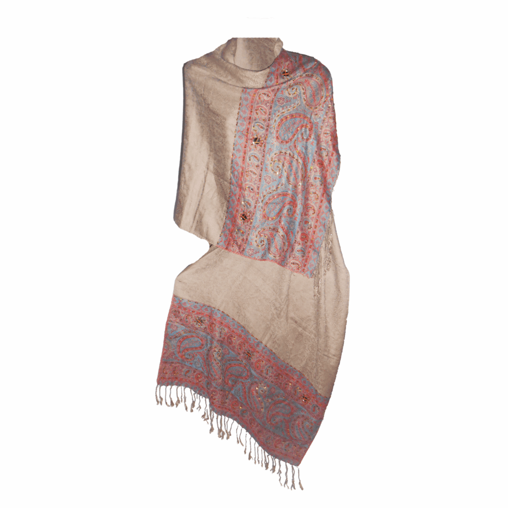 Embroidered Crystal Paisley Shawl (Mixed Fabric) - Beechikki - Image 18