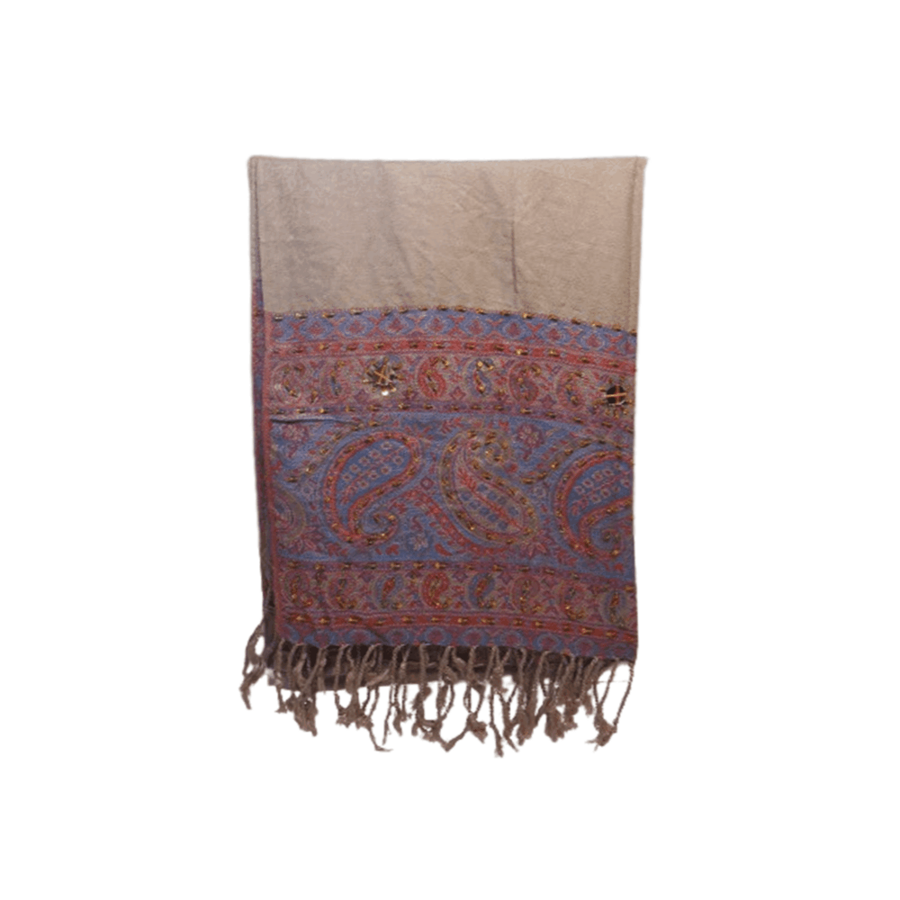 Embroidered Crystal Paisley Shawl (Mixed Fabric) - Beechikki - Image 19