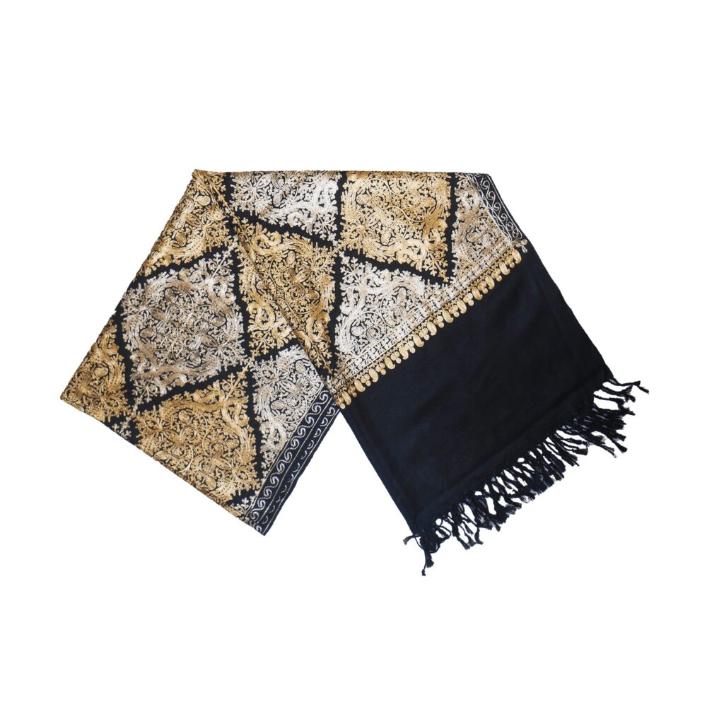 Embroidered Cotton Shawl With Tassels - Beechikki - Image 20