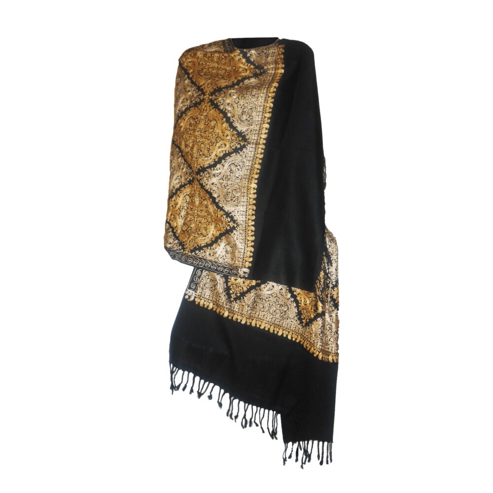 Embroidered Cotton Shawl With Tassels - Beechikki - Image 21