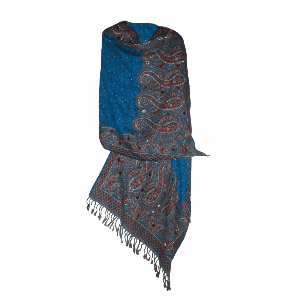 Embroidered Crystal Paisley Shawl (Mixed Fabric) - Beechikki - Image 12