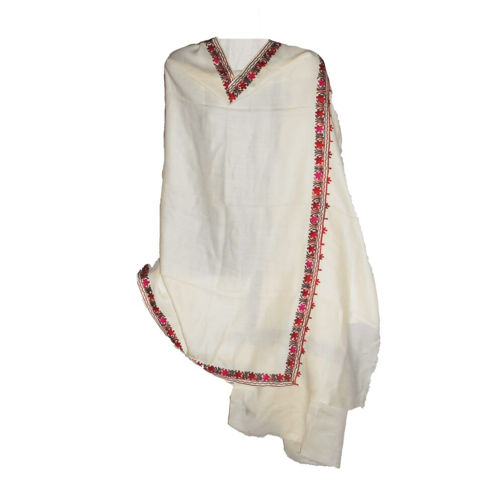 Embroidered Cotton Jacquard Shawl - Beechikki - Image 9