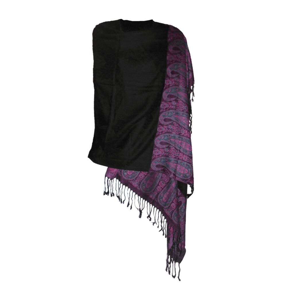 Reversible Paisley Shawl with Tassels - Beechikki - Image 12