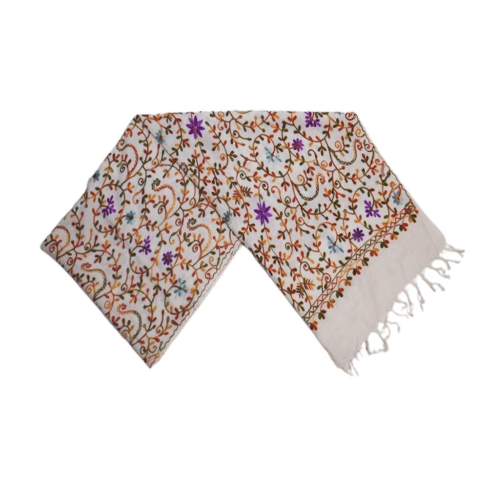 Embroidered Floral Vine Cotton Shawl - Beechikki - Image 5