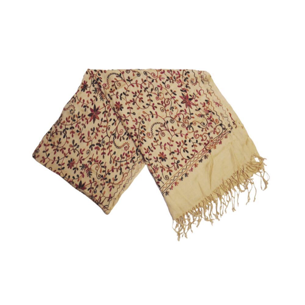 Embroidered Floral Vine Cotton Shawl - Beechikki - Image 8