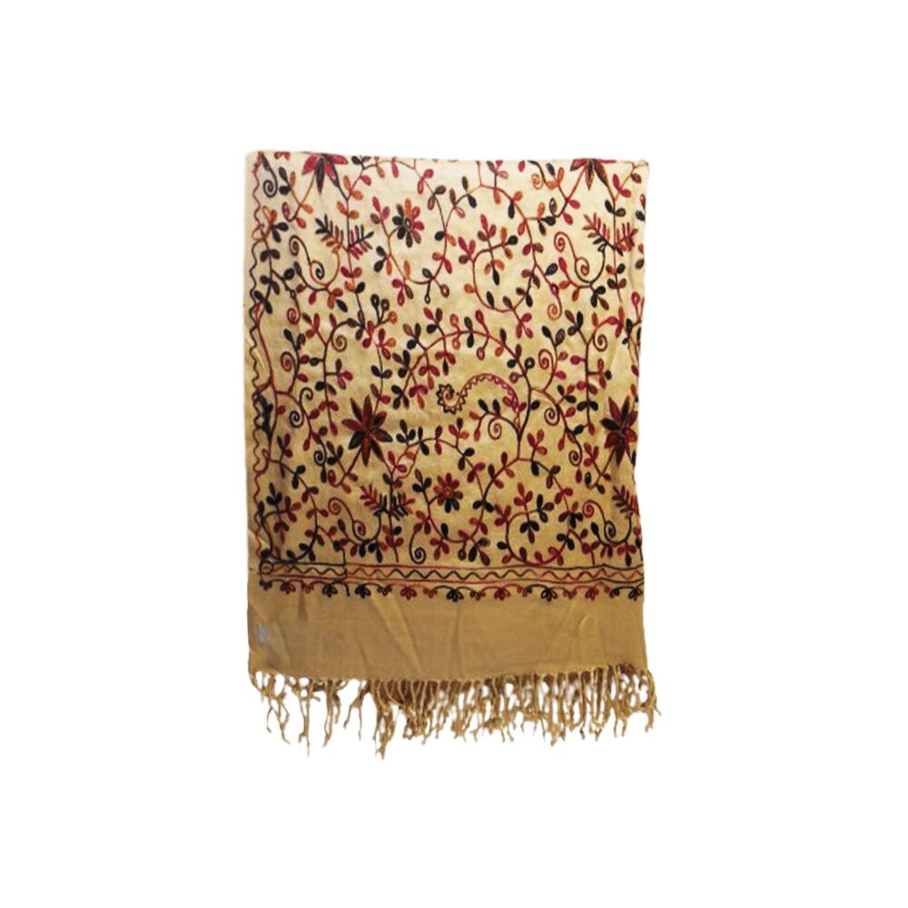 Embroidered Floral Vine Cotton Shawl - Beechikki - Image 10