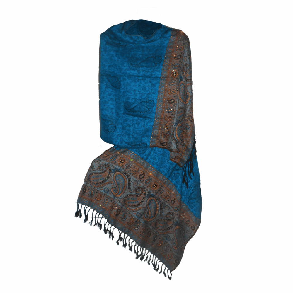 Embroidered Crystal Paisley Shawl (Mixed Fabric) - Beechikki - Image 21
