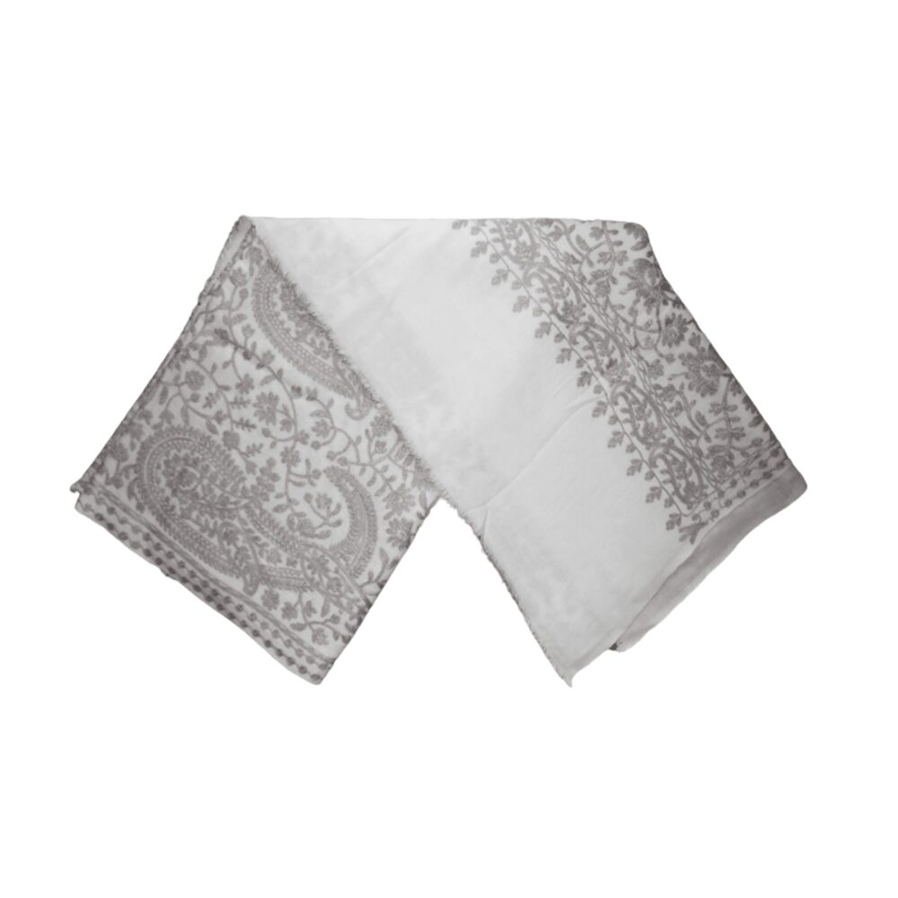 Embroidered Cotton Shawl With Tassels - Beechikki - Image 23
