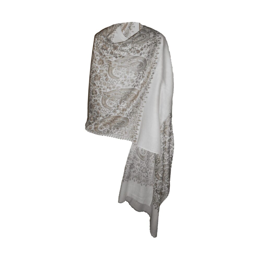 Embroidered Cotton Shawl With Tassels - Beechikki - Image 24