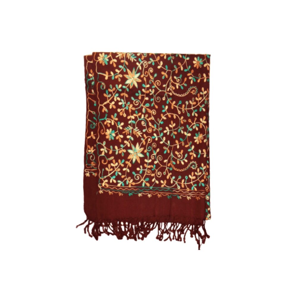 Embroidered Floral Vine Cotton Shawl - Beechikki - Image 13