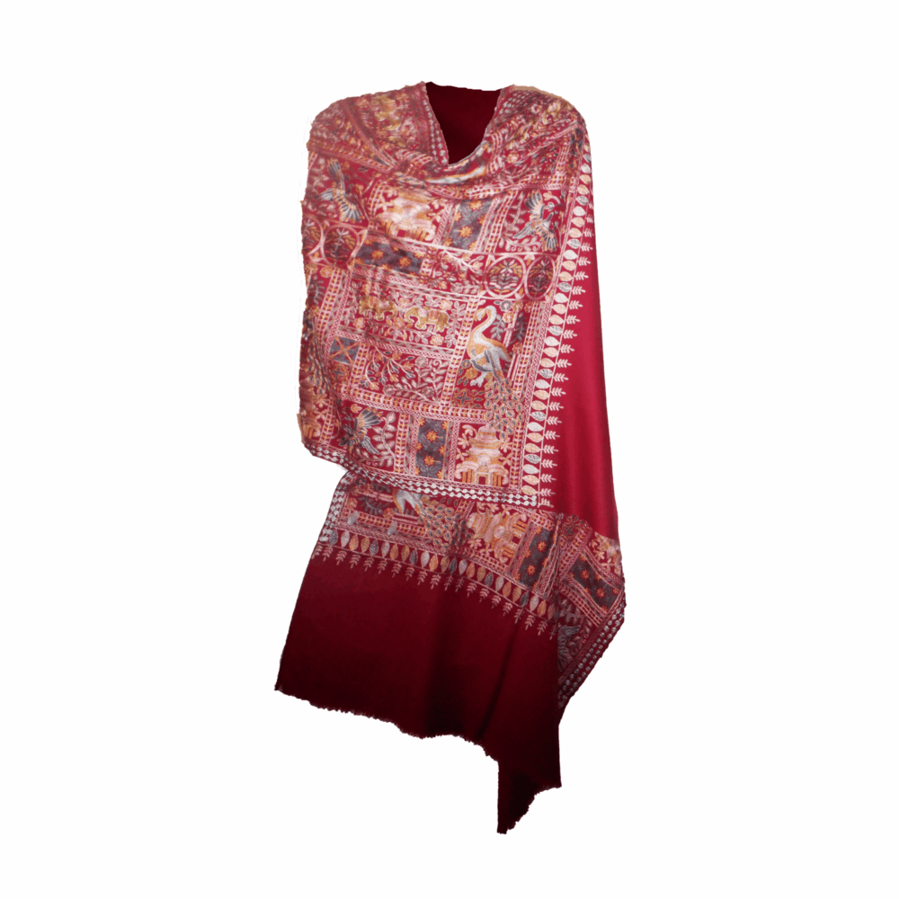 Full Embroidered Patchwork Cotton Shawl - Beechikki - Image 6