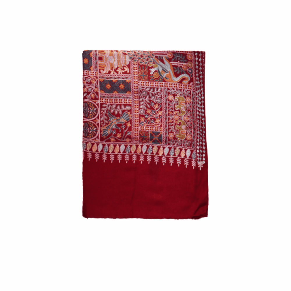 Full Embroidered Patchwork Cotton Shawl - Beechikki - Image 7