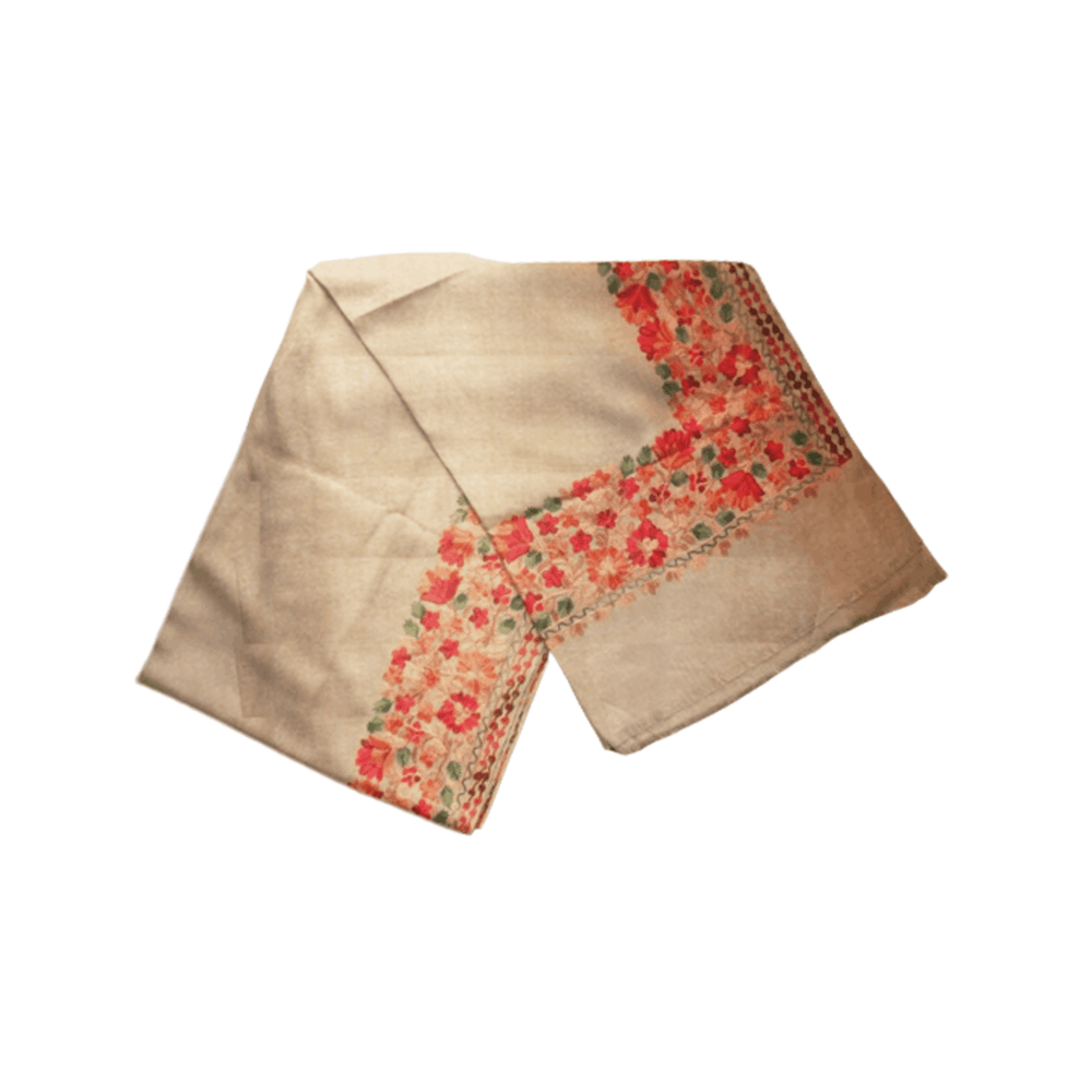 Embroidered Floral Border Cotton Shawl - Beechikki - Image 8