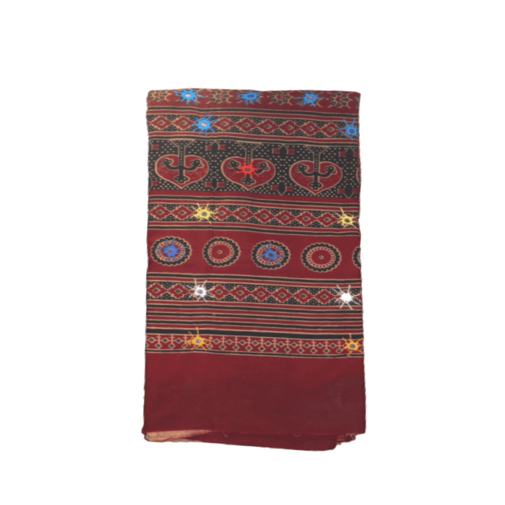 Hand Block Print Ajrak Shawl - Beechikki - Image 3