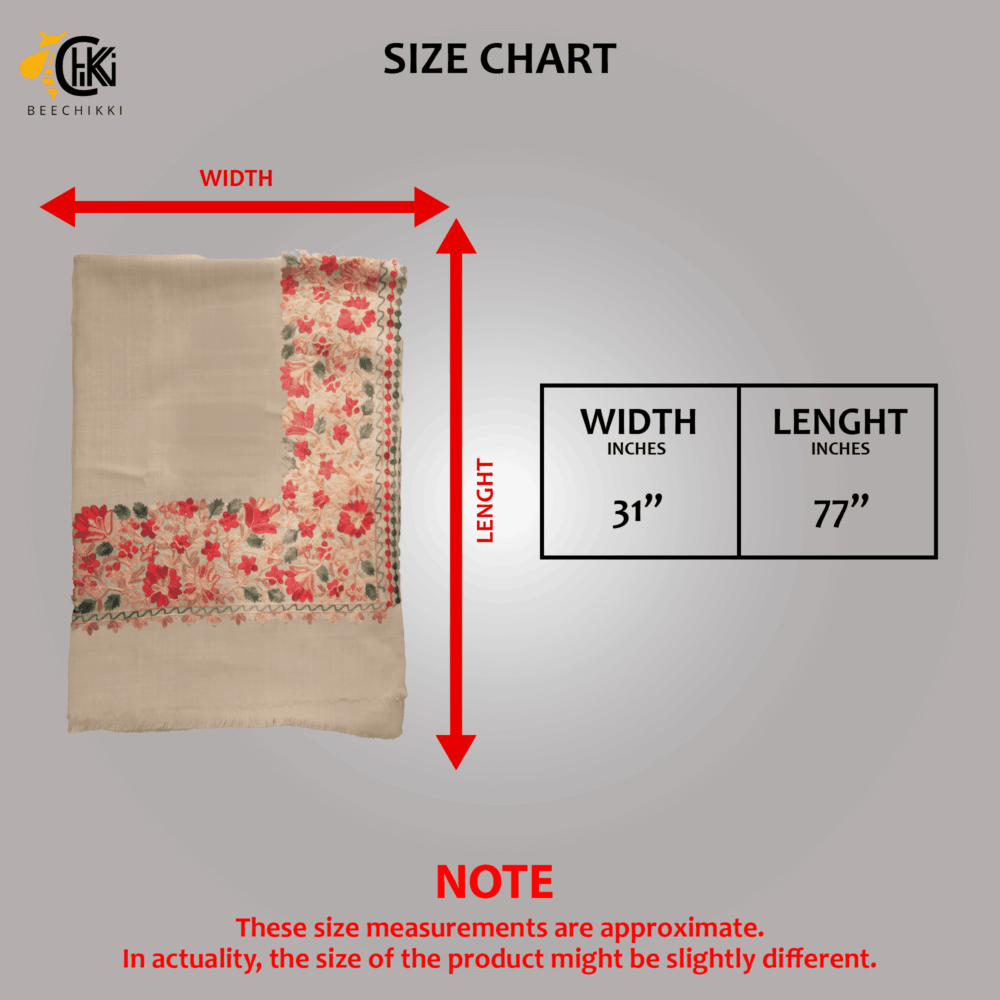 Embroidered Floral Border Cotton Shawl - Beechikki - Image 11
