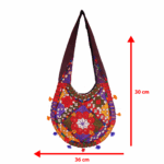 Hand Embroidered Long Strap Banjara Oval-Shaped Messenger Bag - Beechikki - Image 17