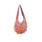 Hand Embroidered Long Strap Banjara Oval-Shaped Messenger Bag - Beechikki - Image 2